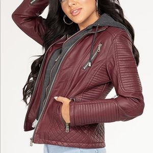 YMI faux leather jacket + hoodie NWOT - Medium